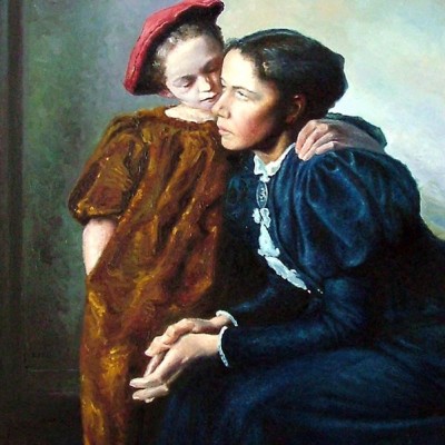 Portret matki z córką - olejny